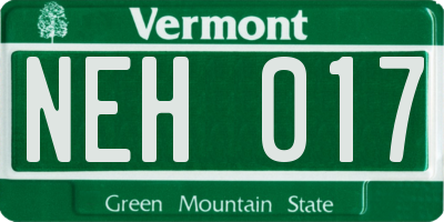 VT license plate NEH017
