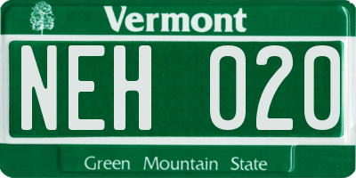 VT license plate NEH020