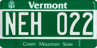 VT license plate NEH022