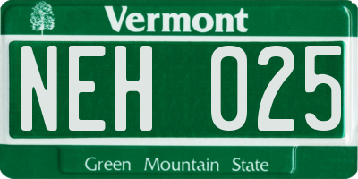 VT license plate NEH025