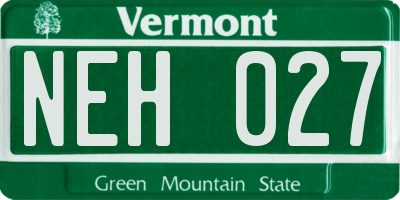 VT license plate NEH027