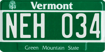 VT license plate NEH034