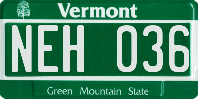 VT license plate NEH036