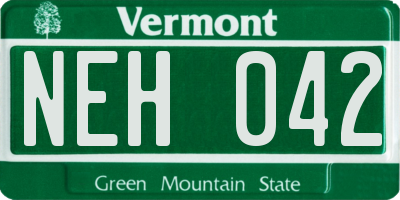 VT license plate NEH042