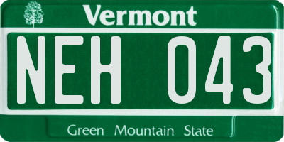 VT license plate NEH043