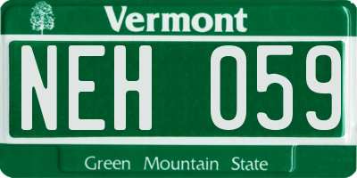 VT license plate NEH059