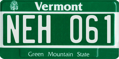VT license plate NEH061