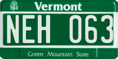 VT license plate NEH063