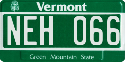 VT license plate NEH066
