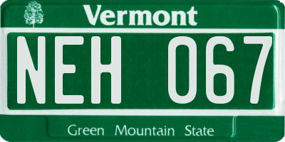 VT license plate NEH067