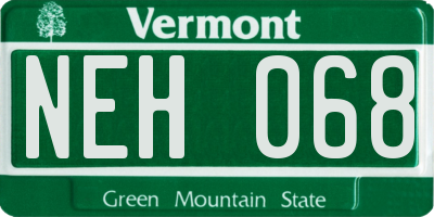 VT license plate NEH068