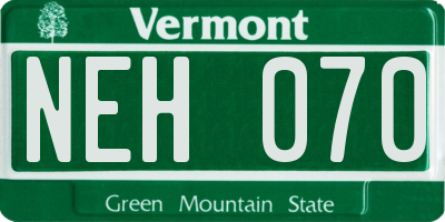 VT license plate NEH070