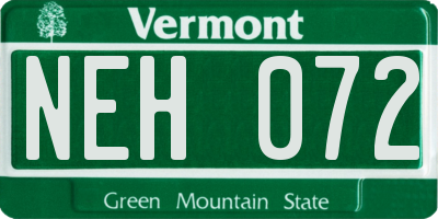VT license plate NEH072