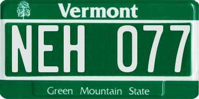 VT license plate NEH077