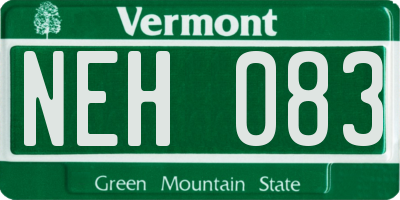 VT license plate NEH083