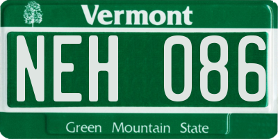 VT license plate NEH086