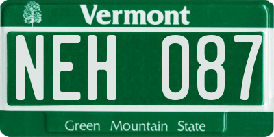 VT license plate NEH087