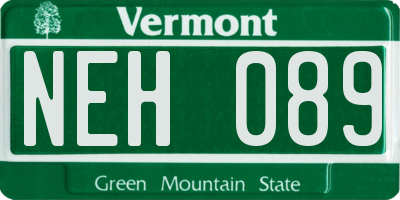VT license plate NEH089