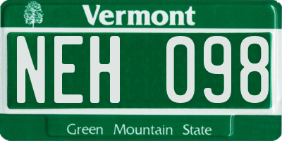 VT license plate NEH098