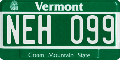 VT license plate NEH099