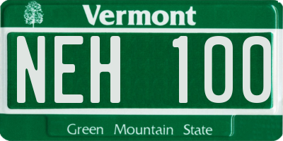 VT license plate NEH100