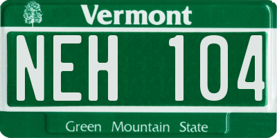 VT license plate NEH104