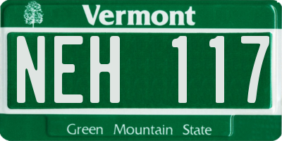 VT license plate NEH117