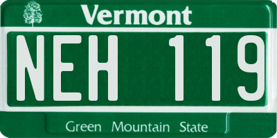 VT license plate NEH119
