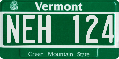 VT license plate NEH124