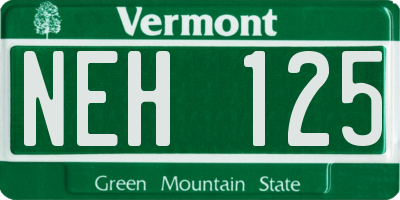 VT license plate NEH125