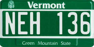VT license plate NEH136