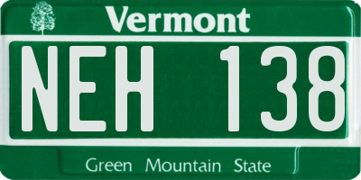 VT license plate NEH138