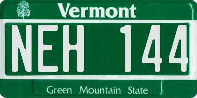VT license plate NEH144