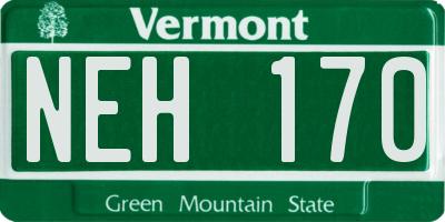 VT license plate NEH170