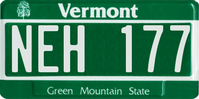 VT license plate NEH177