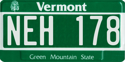 VT license plate NEH178