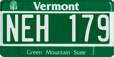 VT license plate NEH179