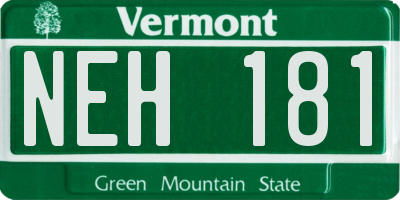 VT license plate NEH181