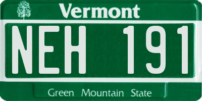 VT license plate NEH191