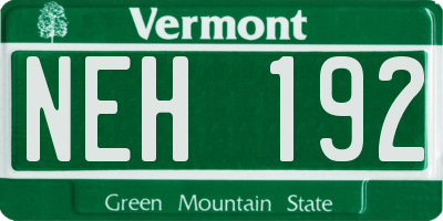 VT license plate NEH192