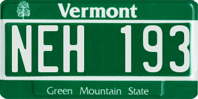 VT license plate NEH193