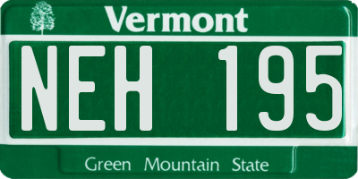 VT license plate NEH195