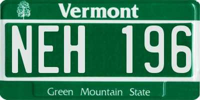 VT license plate NEH196