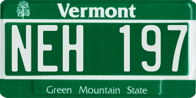 VT license plate NEH197
