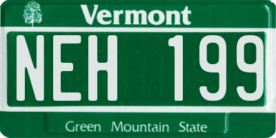 VT license plate NEH199