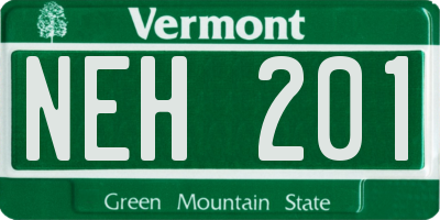 VT license plate NEH201