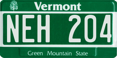 VT license plate NEH204