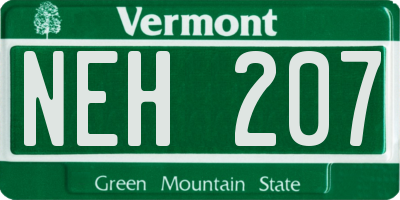 VT license plate NEH207