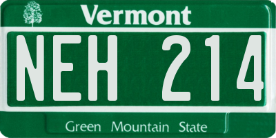 VT license plate NEH214