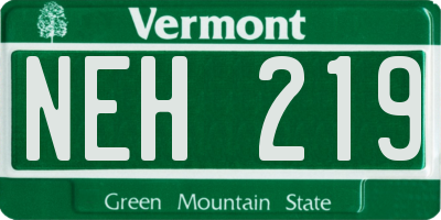 VT license plate NEH219